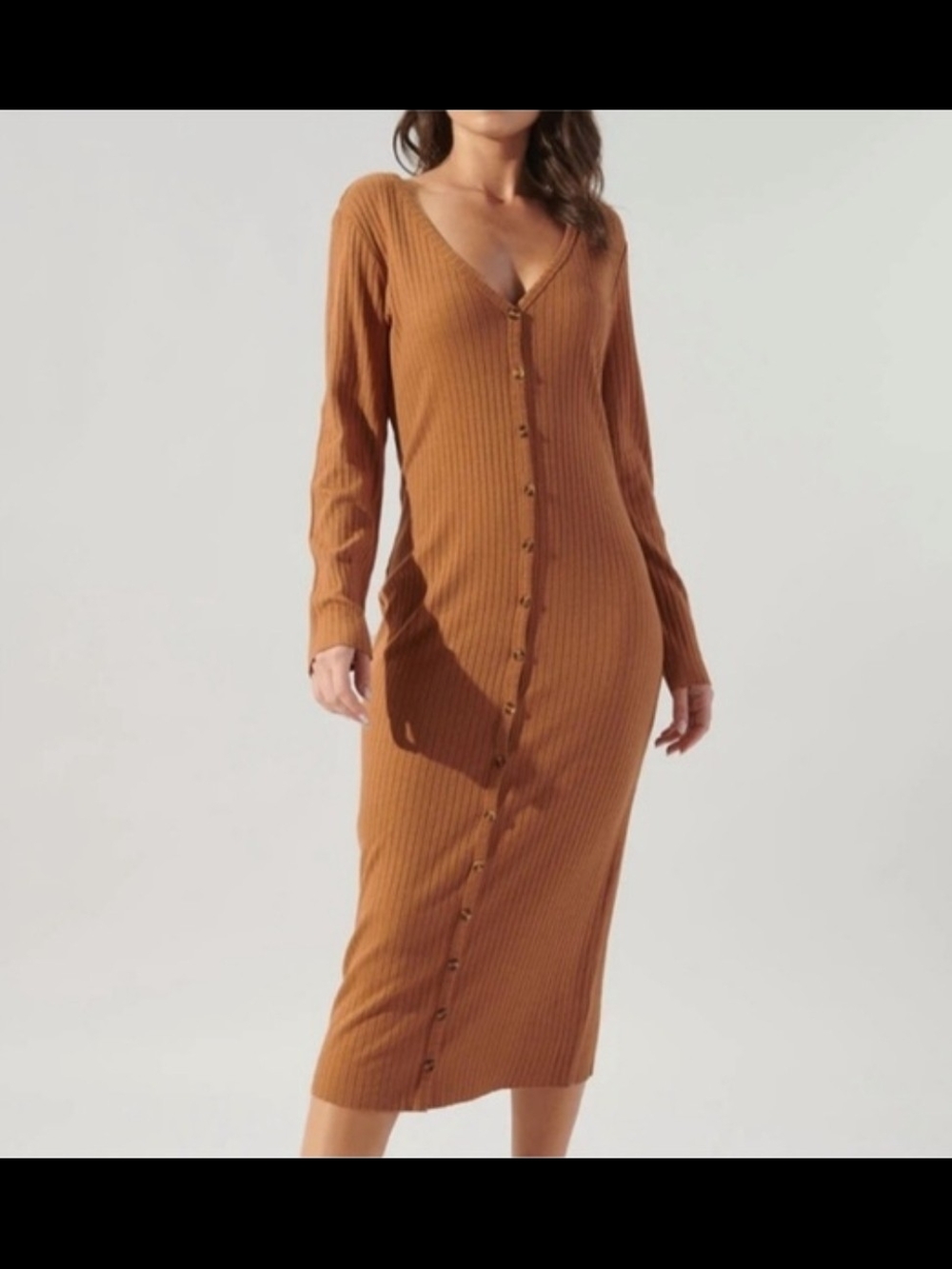 Sugar + Lips Ribbed Button Front Midi/Maxi Dress